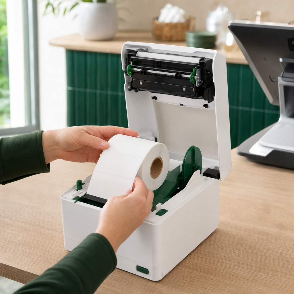 Labelprinter (Brother QL) instellen: Labelrol plaatsen