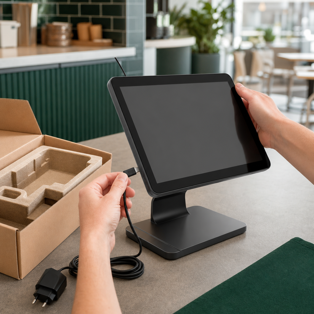 Android-tablet met Hebtrek POS: Uitpakken en opladen